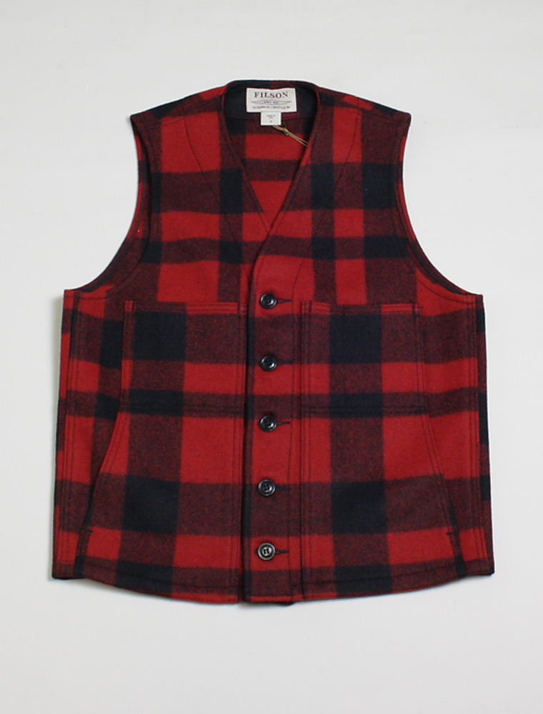 Filson Mackinaw wool vest Red Black plaid