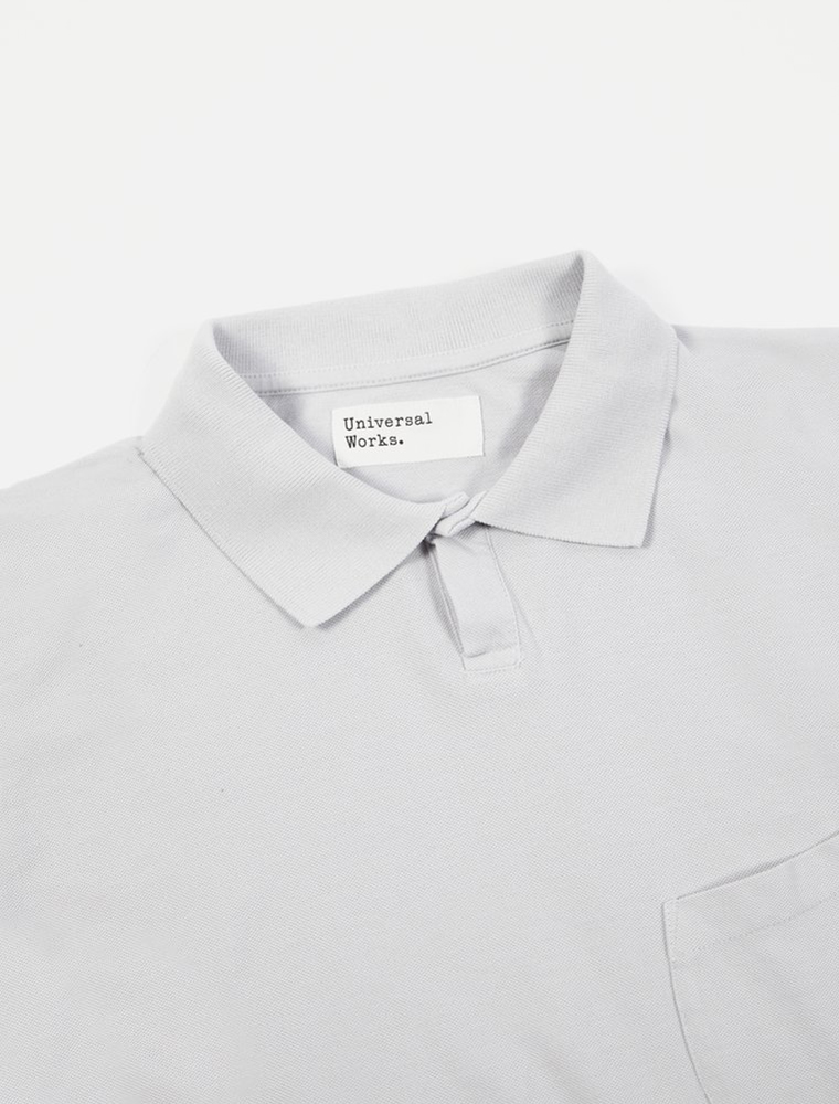 Universal Works Vacation Polo Piquet Grey detail