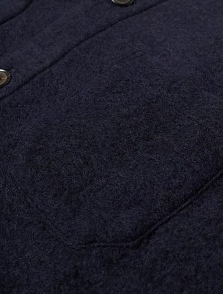 Universal Works Cardigan Wool fleece Navy pocket detail
