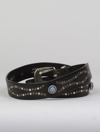 Post & Co 8146 espresso belt with studs detail