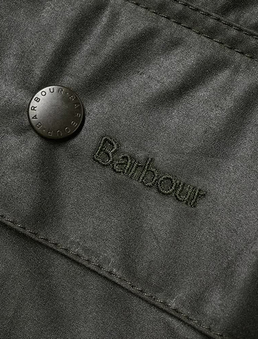 Barbour Beaufort Wax Jacket Sage pocket detail
