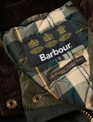 Barbour Reelin Wax Jacket Sage lining detail