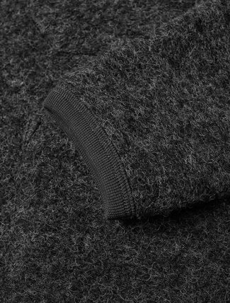 Universal Works Fleece Cardigan Charcoal sleeve detail