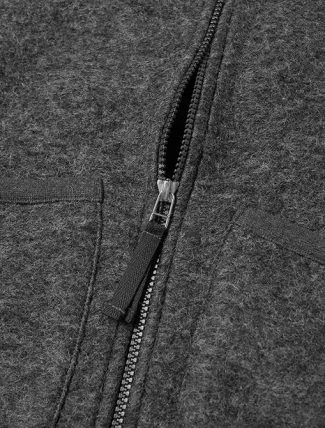 Universal Works Zip Waistcoat Charcoal zip detail