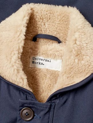 Universal Works N1 Jacket Navy Twill neck detail