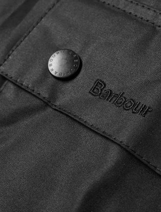 Barbour Ashby Wax Jacket Black pocket detail