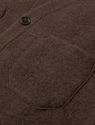 Universal Works Cardigan Wool fleece Brown pocket detail