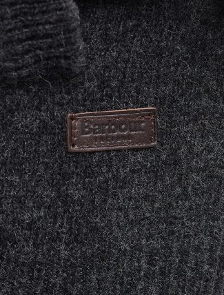 Barbour Patch Zip Thru Sweater Charcoal logo detail