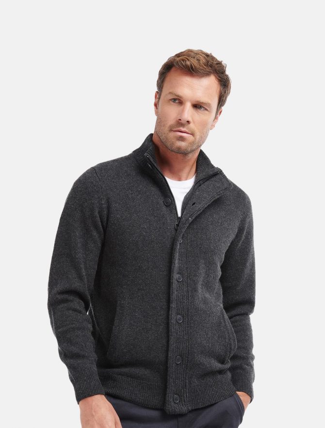 Barbour Patch Zip Thru Sweater Charcoal model
