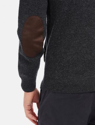 Barbour Patch Zip Thru Sweater Charcoal patch detail