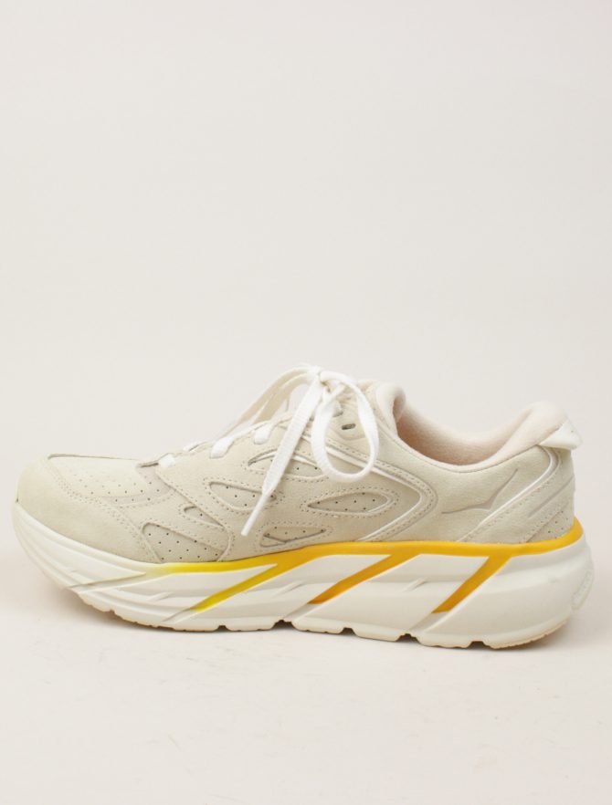 Hoka One One U Clifton L Suede Short Bread Radiant Yellow dettaglio laterale