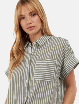 Barbour Betony Shirt Moss Stripe model