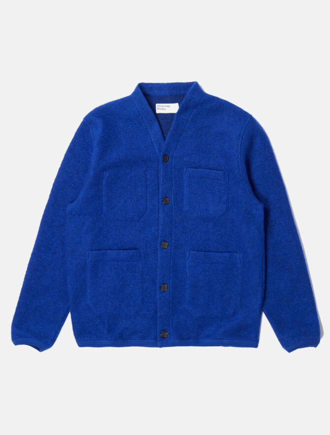Universal Works Wool Fleece Cardigan Blue