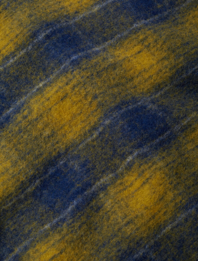 Universal Works Zip Waistcoat Yellow Austin Wool Fleece dettaglio