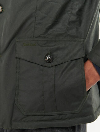 Barbour Winter Lutz Wax Jacket Navy pocket detail