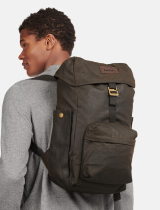 Barbour Essential Wax Backpack Olive model