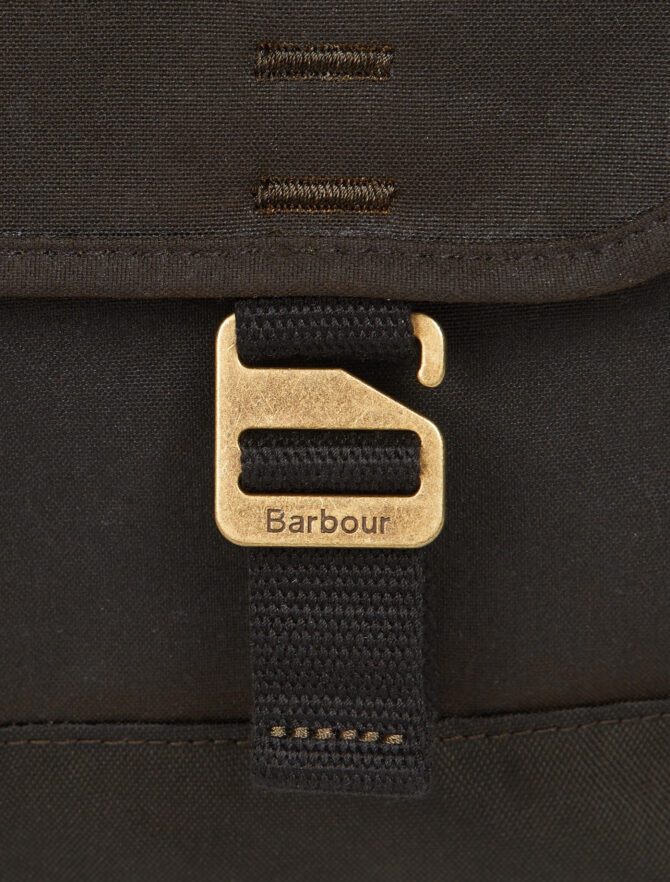 Barbour Essential Wax Messenger Bag Olive detail