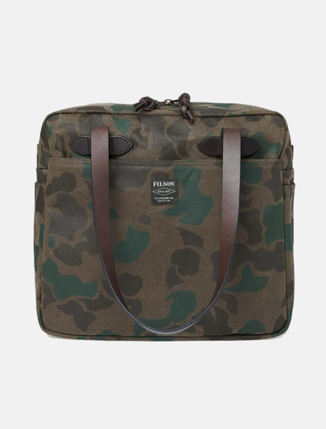 Filson Waxed Rugged Tote Bag With Zipper Camo