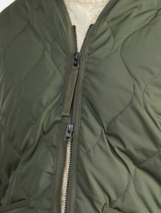 Taion Military Zip V-Neck Jacket Olive detail