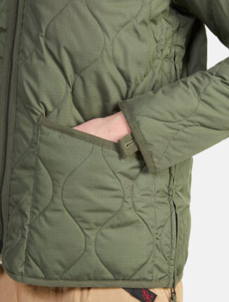 Taion Military Zip V-Neck Jacket Olive pocket detail