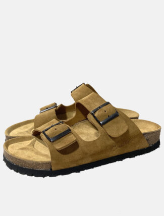 Ciabatta due fasce artigianale, con suola Vibram&reg; Woodstock